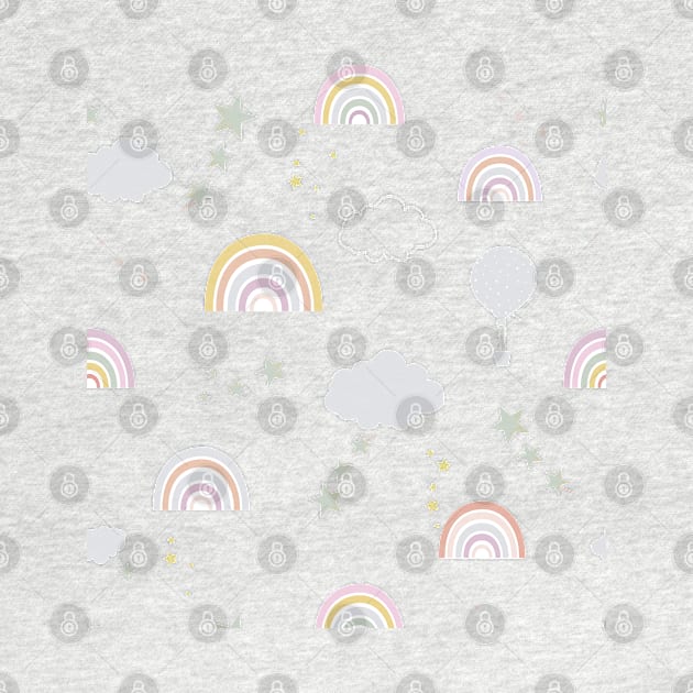 Baby rainbow seamless repeat pattern pastel colored by GULSENGUNEL